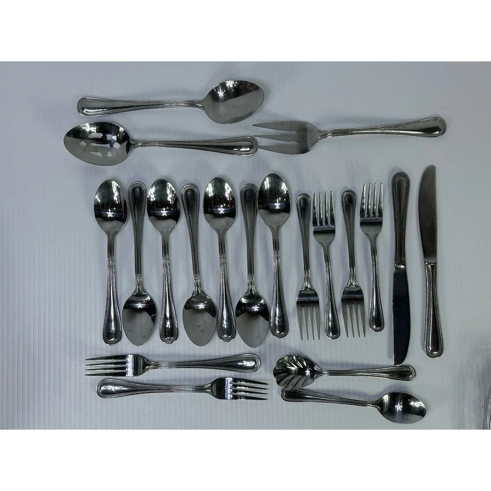 International Stainless CHINA BEAD Flatware Set of 20